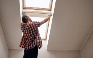 man measuring skylight window width